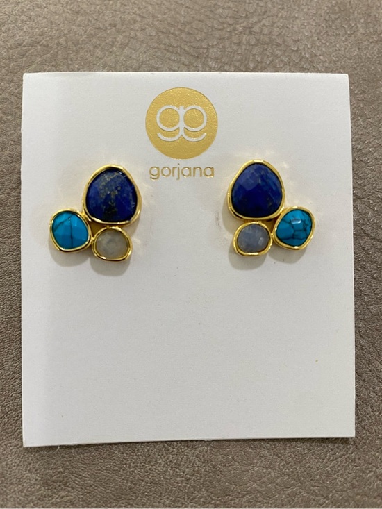 Gorjana Jewelry - Gorjana Gold-Plated Blue & Turquoise Trio Stone Stud Earrings NWT